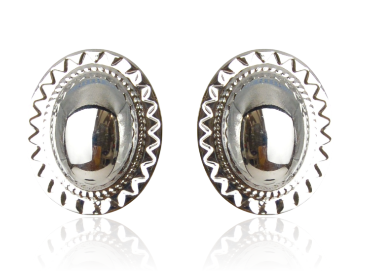 Klipsy owalne z etnicznym wzorem srebrne