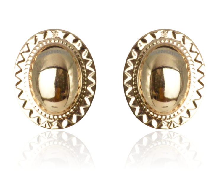 Klipsy owalne z etnicznym wzorem złote