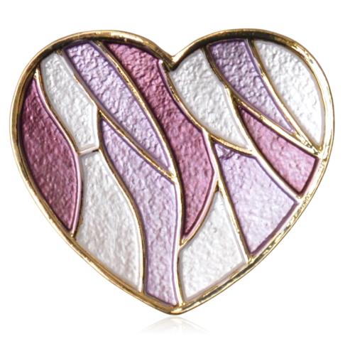Broszka serce metaloplastyka emalia odcienie fioletu