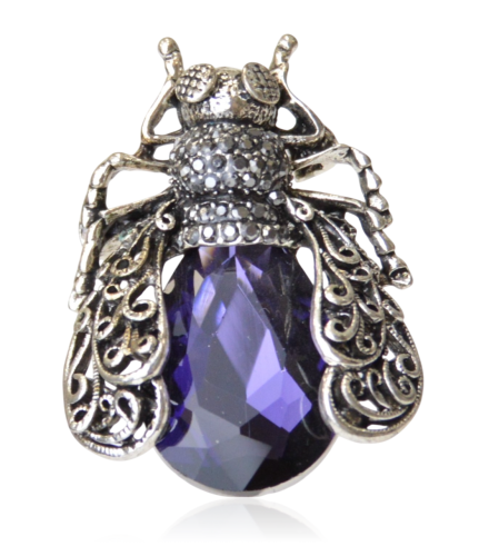 Broszka owad z fioletowym oczkiem