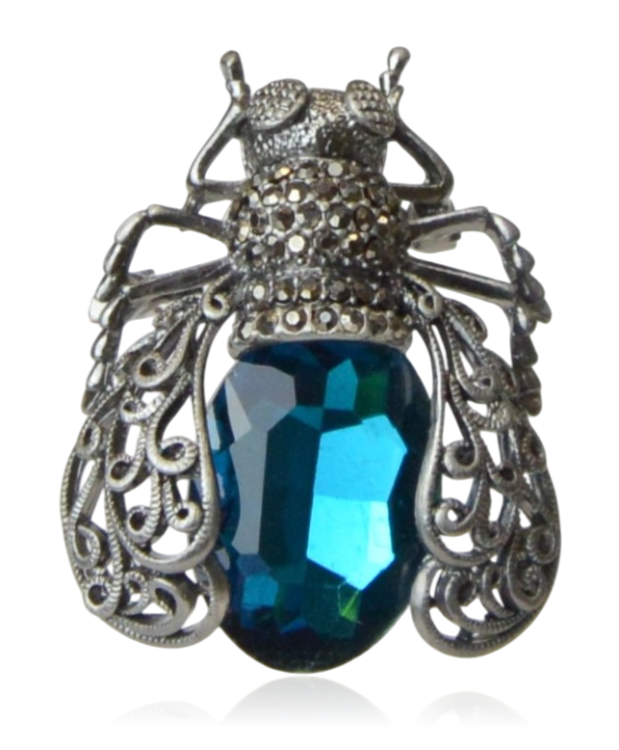 Broszka owad z morskim - niebieskim oczkiem