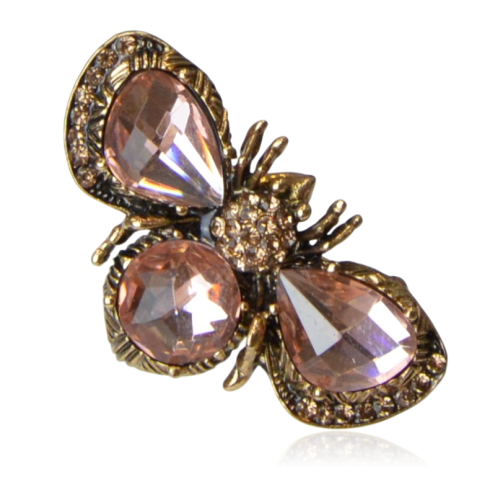 Broszka owad stare złoto i pudrowe oczka