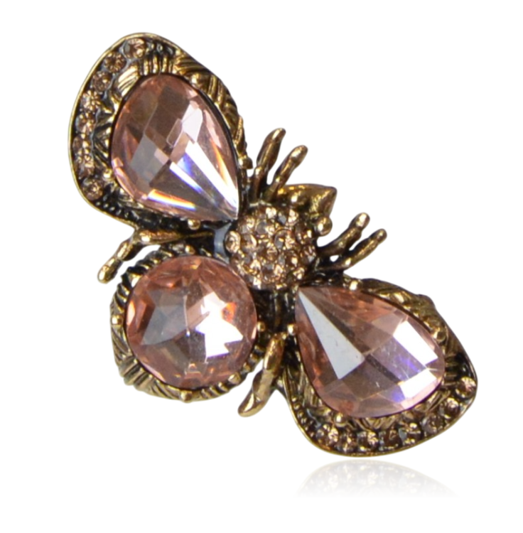 Broszka owad stare złoto i pudrowe oczka