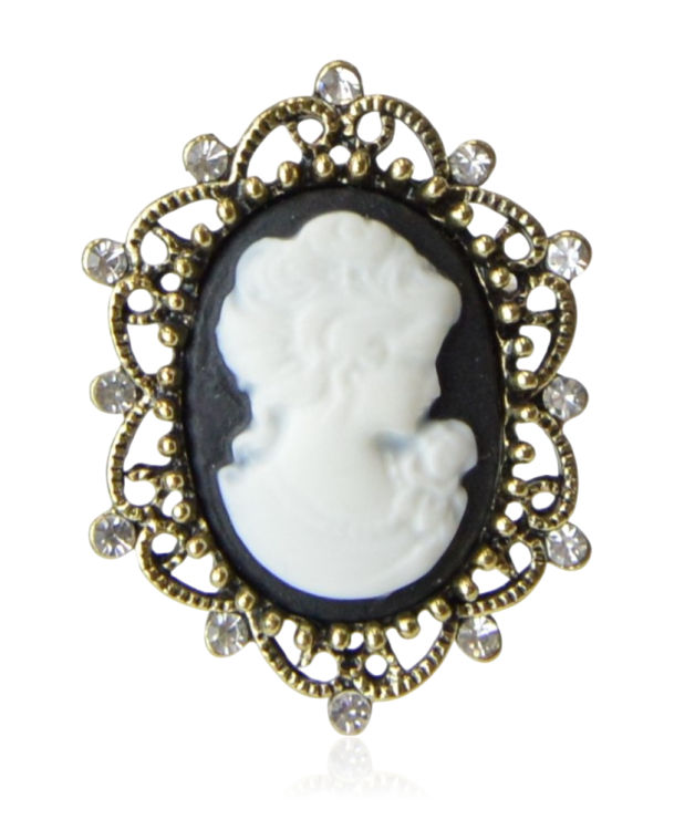 Broszka Kamea vintage w oprawie stare złoto