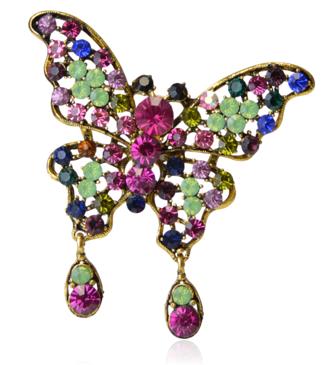 Broszka motyl z kolorowych cyrkonii