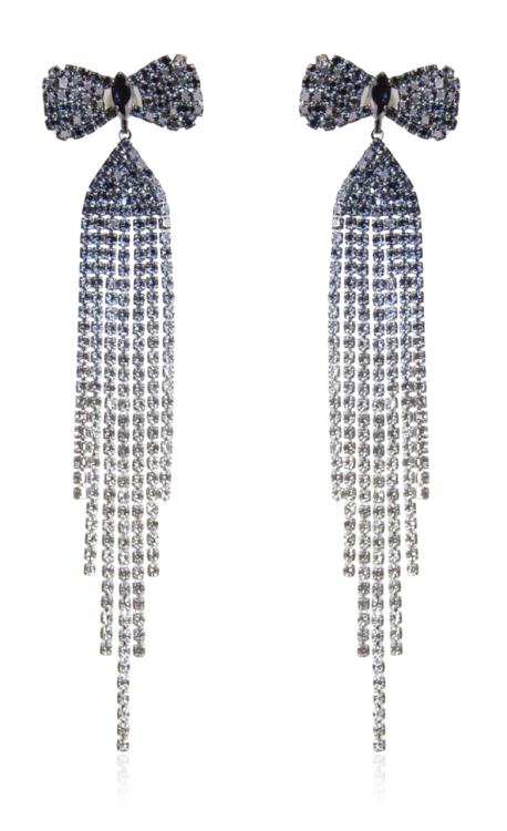 Kolczyki cyrkoniowe nitki z kokardkami granat-srebro