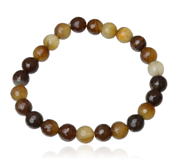 Bransoletka z agatu brązowego kulki cięte 8 mm