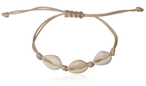 Bransoletka z muszelkami na beżowym rzemieniu