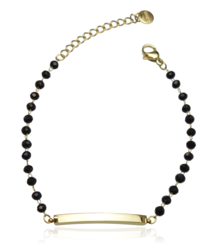Bransoletka stalowa z czarnymi kryształkami