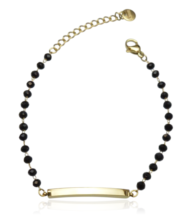 Bransoletka stalowa z czarnymi kryształkami