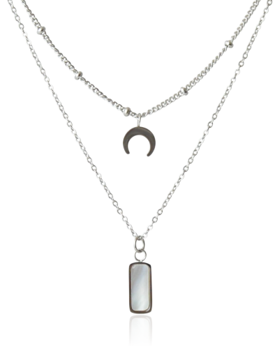 Naszyjnik stalowy srebrny podwójny choker