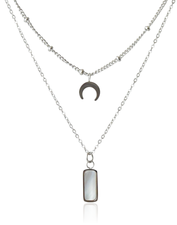 Naszyjnik stalowy srebrny podwójny choker