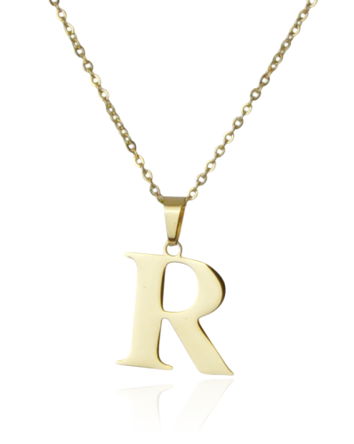 Naszyjnik stalowy złoty literka "R" 1,5 cm