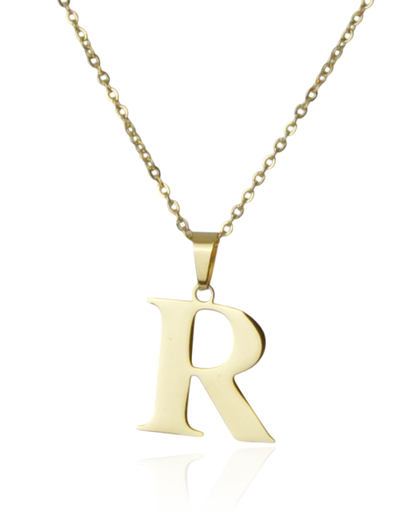 Naszyjnik stalowy złoty literka "R" 1,5 cm