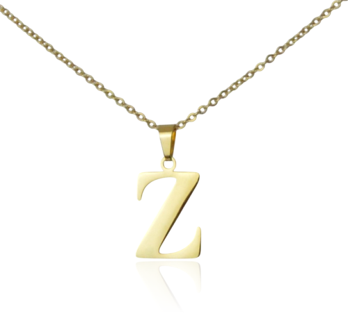 Naszyjnik stalowy złoty literka "Z" 1,5 cm
