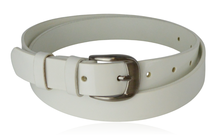 Pasek skórzany średni biały lakier 90 cm