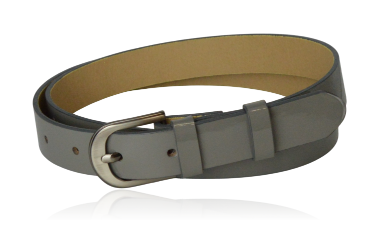 Pasek skórzany średni szary lakier 85 cm