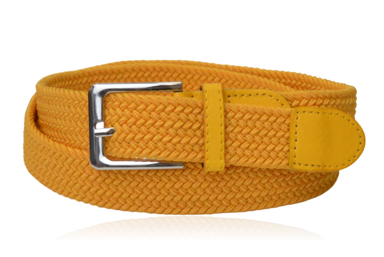 Pasek pleciony elastyczny do spodni musztardowy