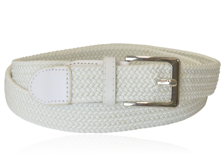 Pasek pleciony elastyczny do spodni biały