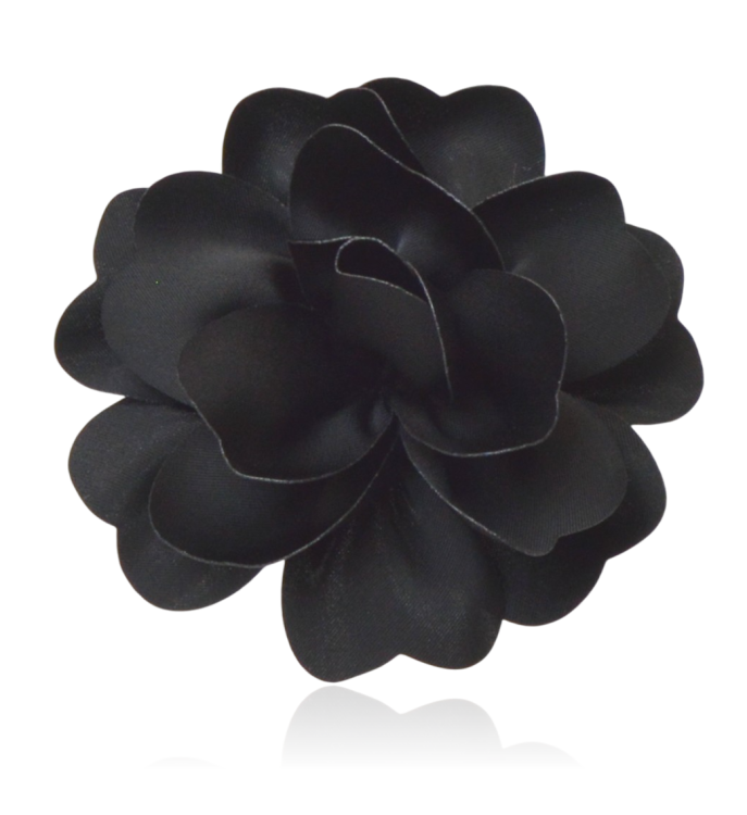 Broszko-spinka kwiat 10 cm czarny