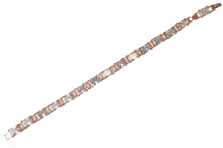 Bransoletka z prostokątnych cyrkonii kubicznych rosegold