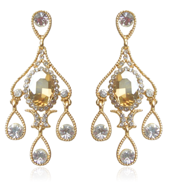 Kolczyki retro złote z miodowym oczkiem