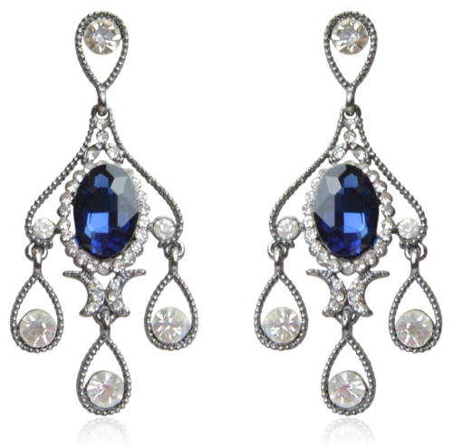 Kolczyki retro z granatowym oczkiem