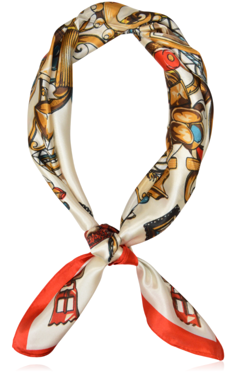 Mała apaszka z domieszką jedwabiu Heritage Red & Cream