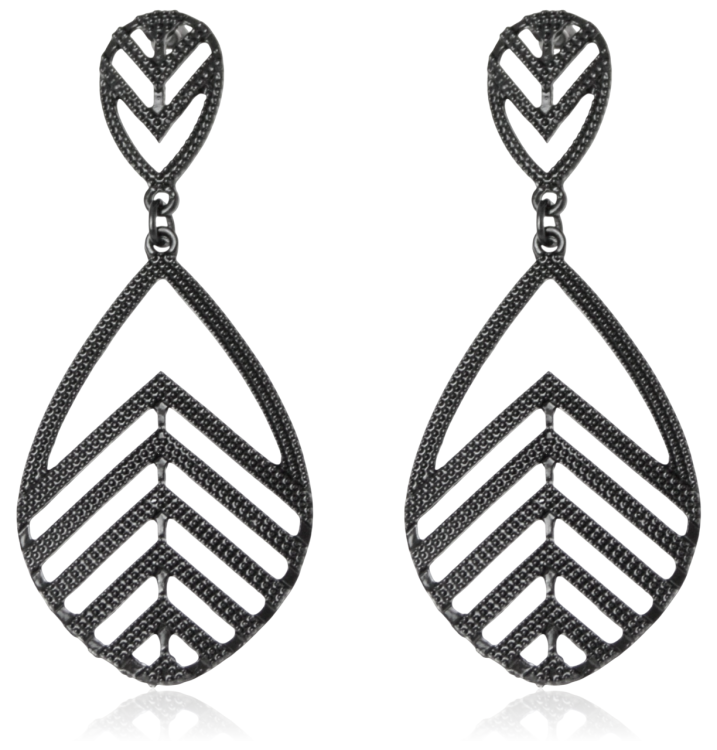 Kolczyki czarne metalowe łezki