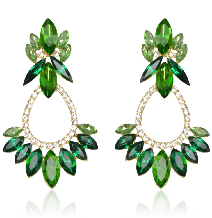 Kolczyki kryształowe odcienie zieleni