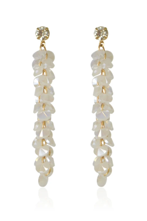 Kolczyki kryształkowe mleczne na sztyfcie z cyrkonią