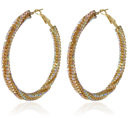 Kolczyki koła skręcany wzór opalizujące cyrkonie