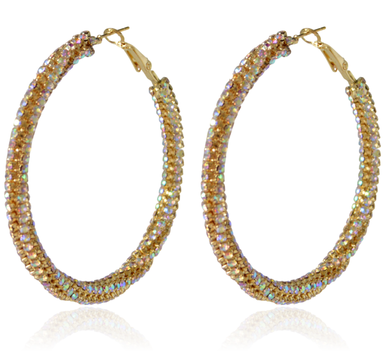 Kolczyki koła skręcany wzór opalizujące cyrkonie