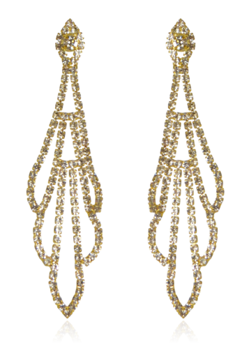 Kolczyki wiszące ażurowe z cyrkonii złote