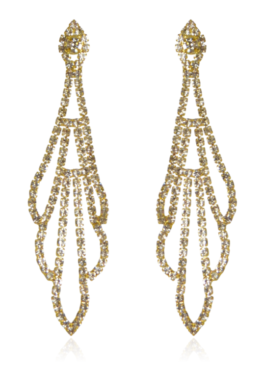 Kolczyki wiszące ażurowe z cyrkonii złote