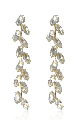 Kolczyki z cyrkonii kubicznej listki złote