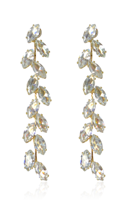 Kolczyki z cyrkonii kubicznej listki złote