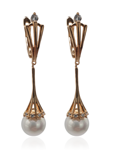 Kolczyki z miedzi pozłacanej z perełkami