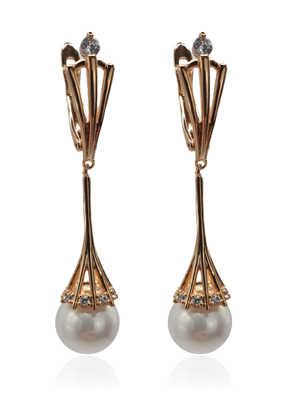 Kolczyki z miedzi pozłacanej z perełkami