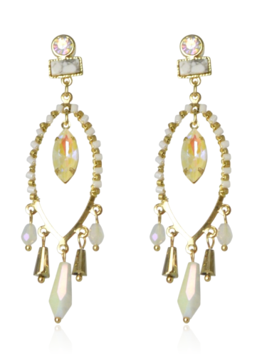 Kolczyki łezki z wiszącymi kryształkami boho