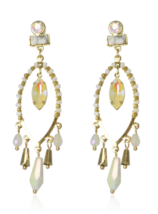 Kolczyki łezki z wiszącymi kryształkami boho