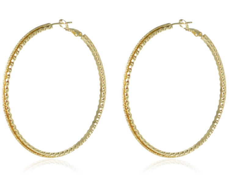 Kolczyki koła 6 cm tekstura kolor złoty