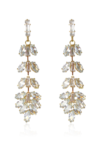 Kolczyki kaskadowe z cyrkonii kubicznej w złotej oprawie