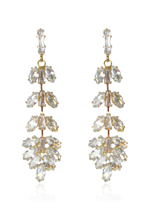 Kolczyki kaskadowe z cyrkonii kubicznej w złotej oprawie
