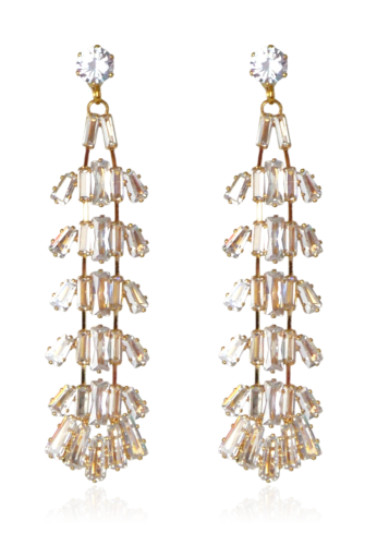 Kolczyki kaskadowe z cyrkonii kubicznej w złotej oprawie