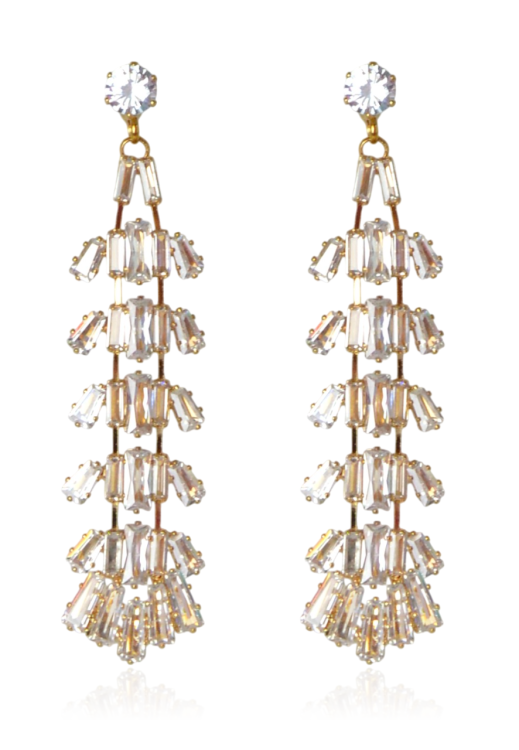 Kolczyki kaskadowe z cyrkonii kubicznej w złotej oprawie