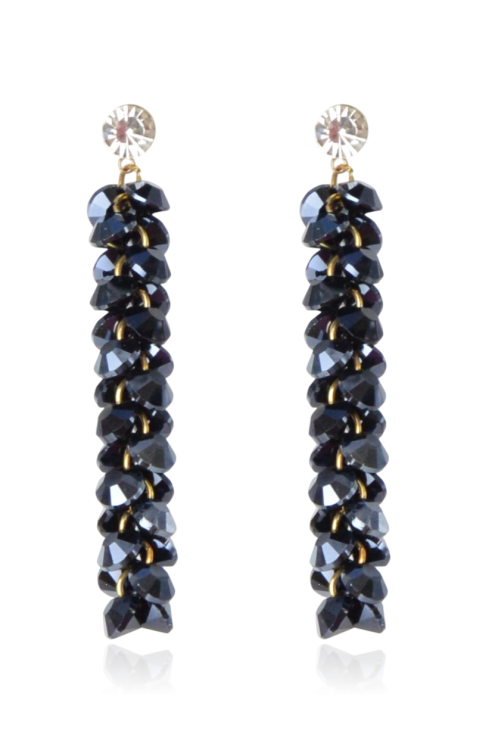 Kolczyki kryształkowe grafitowe na sztyfcie z cyrkonią