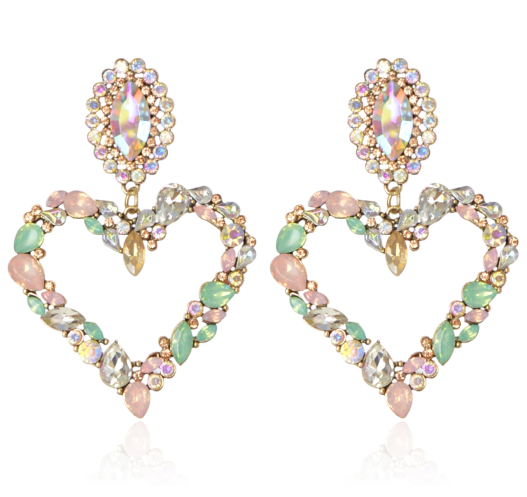 Kolczyki kryształowe serca pastelowe