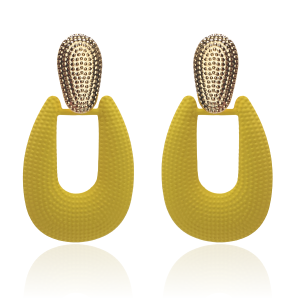 Metalowe emaliowane żółte kolczyki