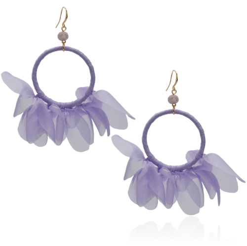 Kolczyki z tkaniny na kole lila